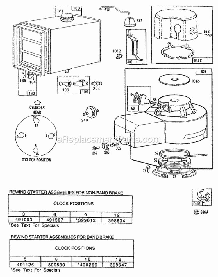 Fuel TankBlower HsgGuard Diagram and Parts List for 114702-0174-01  Briggs and Stratton Engine